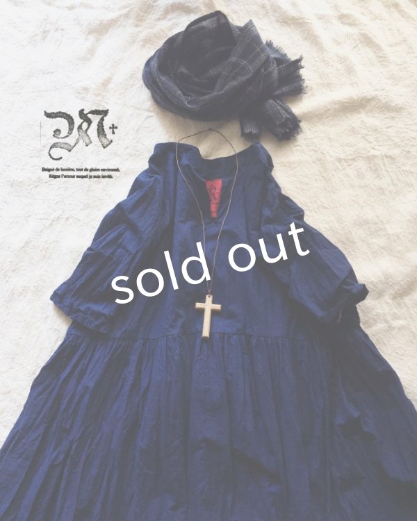 画像2: MARCHE' DE SOEUR／ギャザーワンピース・インディゴ (2)