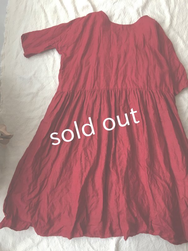 画像6: MARCHE' DE SOEUR/赤リネン・ギャザーワンピース (6)
