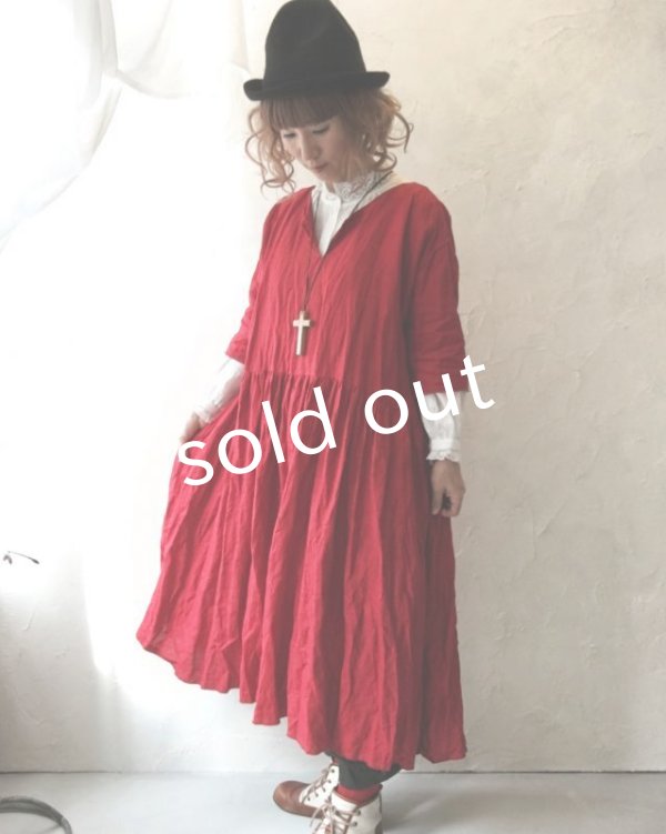 画像9: MARCHE' DE SOEUR/赤リネン・ギャザーワンピース (9)