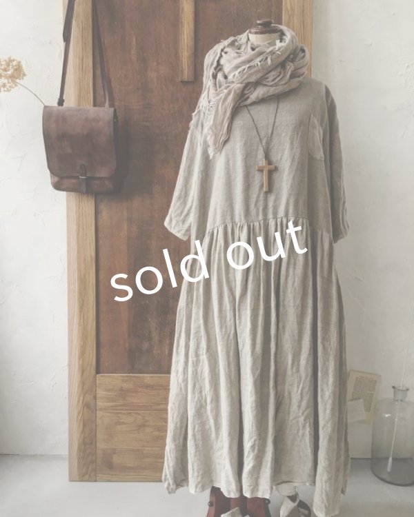 画像2: MARCHE' DE SOEUR/ギャザーワンピース・リトアニアリネン (2)