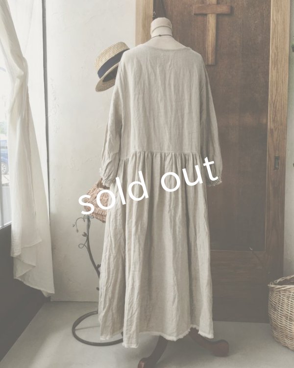 画像7: MARCHE' DE SOEUR／パフスリーブギャザーワンピース・リトアニアリネン (7)