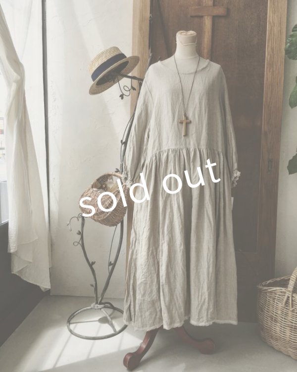 画像5: MARCHE' DE SOEUR／パフスリーブギャザーワンピース・リトアニアリネン (5)