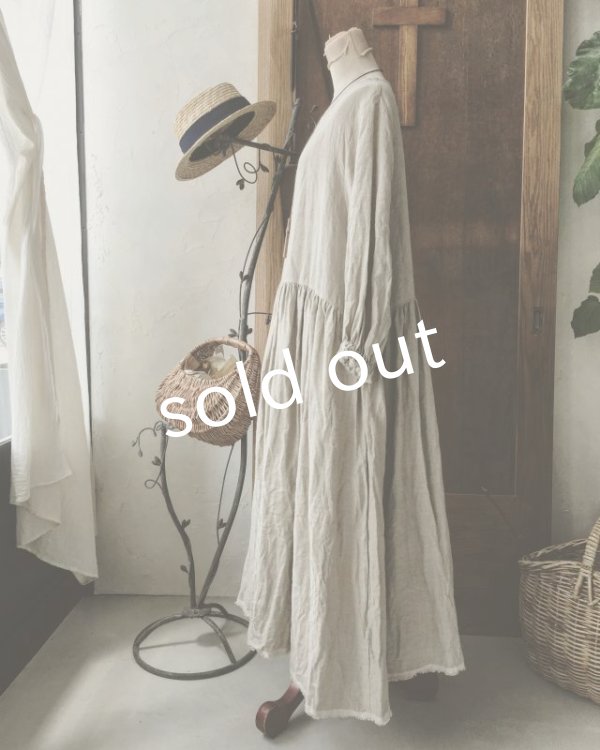 画像6: MARCHE' DE SOEUR／パフスリーブギャザーワンピース・リトアニアリネン (6)