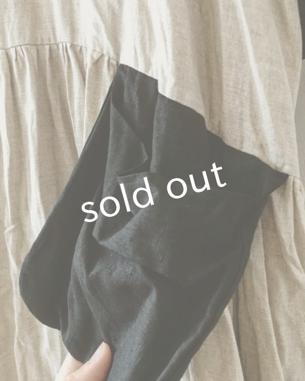 画像5: MARCHE' DE SOEUR/生成りベージュ×ブラックリネンワンピース (5)