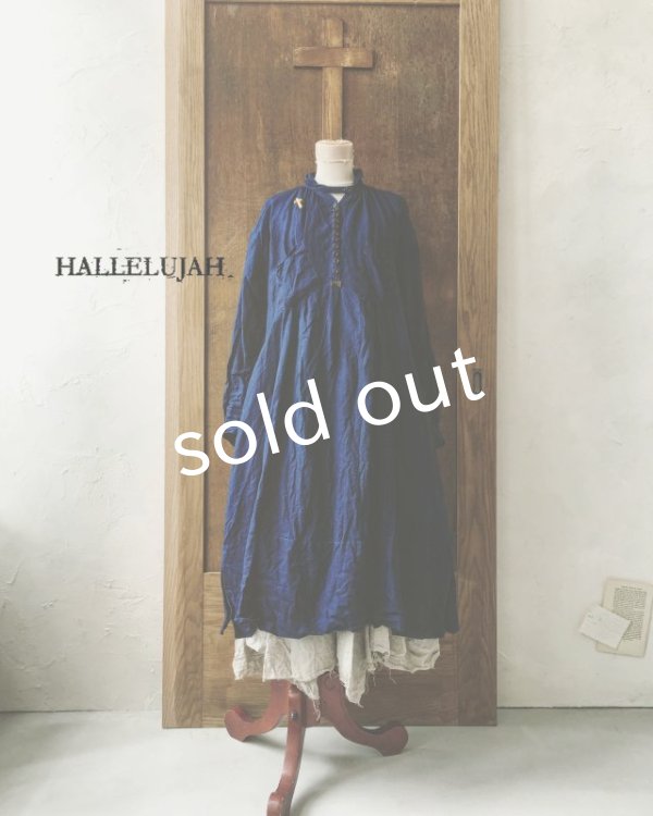 画像2: HALLELUJAH/1890's Bourgeron 1890年代 羊飼いシャツワンピース・indigo (2)