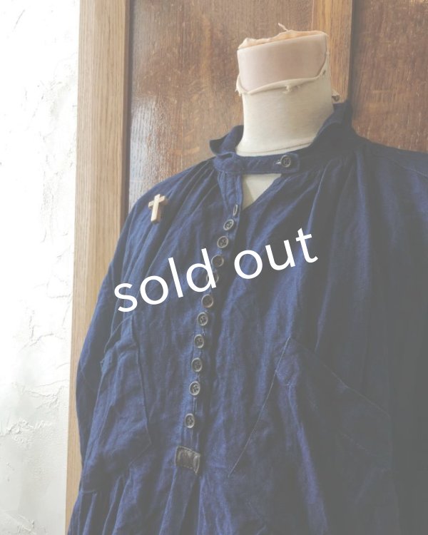 画像3: HALLELUJAH/1890's Bourgeron 1890年代 羊飼いシャツワンピース・indigo (3)