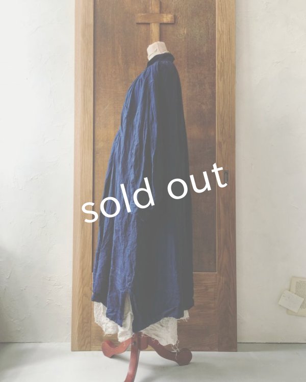 画像4: HALLELUJAH/1890's Bourgeron 1890年代 羊飼いシャツワンピース・indigo (4)