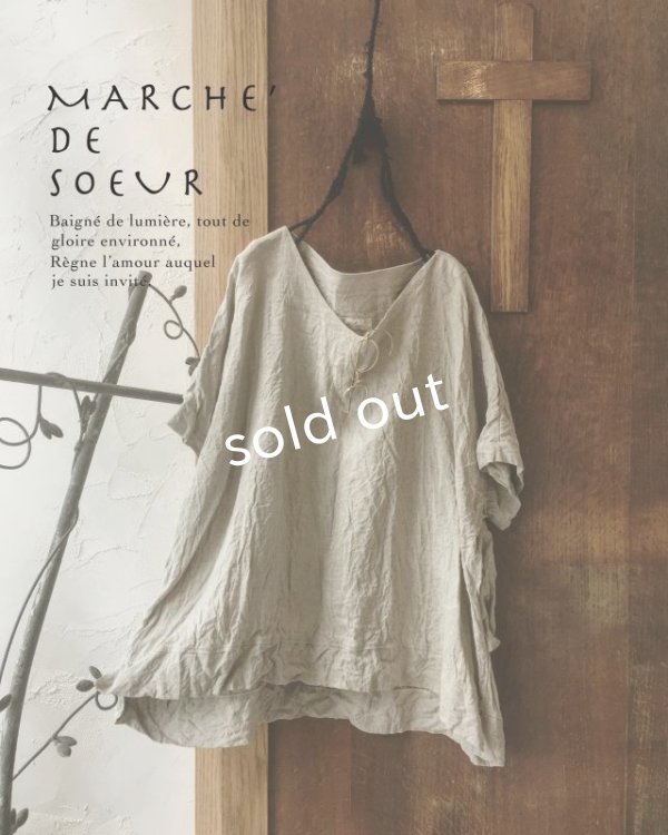 画像1: MARCHE' DE SOEUR／ベルギーリネン半袖プルオーバー・生成り (1)