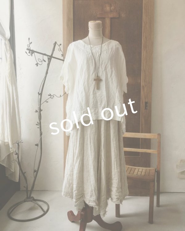 画像7: MARCHE' DE SOEUR／ベルギーリネン半袖プルオーバー・生成り (7)