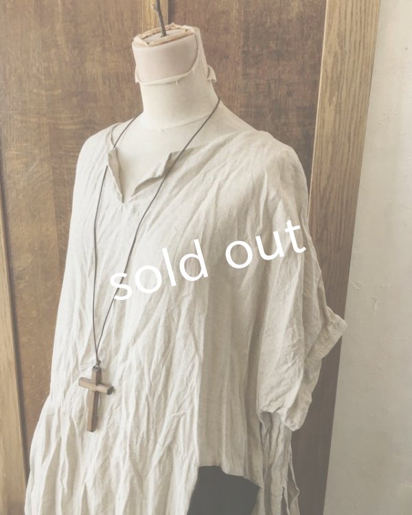 画像3: MARCHE' DE SOEUR／生成りベージュ×ブラックリネンワンピース (3)