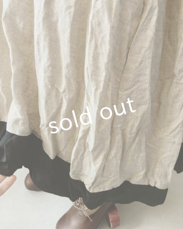 画像6: MARCHE' DE SOEUR／生成りベージュ×ブラックリネンワンピース (6)