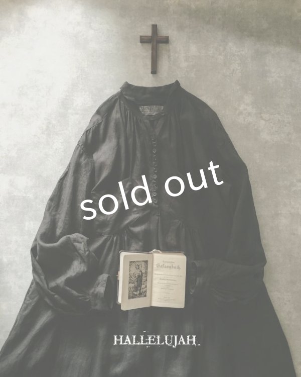 画像2: HALLELUJAH／1890's Bourgeron　1890年代　羊飼いシャツワンピース・Charcoal (2)