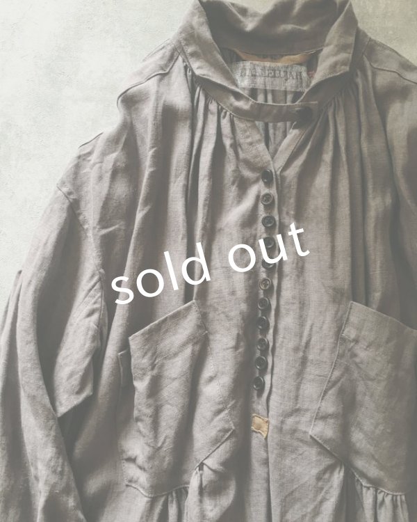 画像3: HALLELUJAH／1890's Bourgeron　1890年代　羊飼いシャツワンピース・Gray (3)