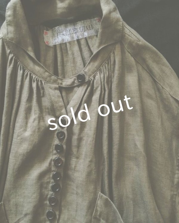 画像4: HALLELUJAH／1890's Bourgeron　1890年代　羊飼いシャツワンピース・Khaki (4)