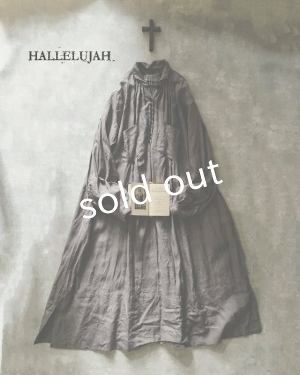 画像2: HALLELUJAH／1890's Bourgeron　1890年代　羊飼いシャツワンピース・Gray (2)