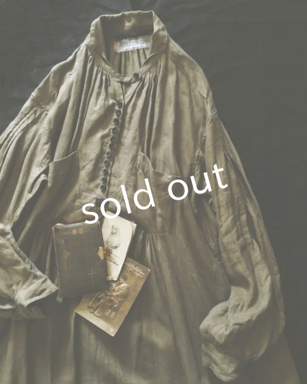 画像3: HALLELUJAH／1890's Bourgeron　1890年代　羊飼いシャツワンピース・Khaki (3)