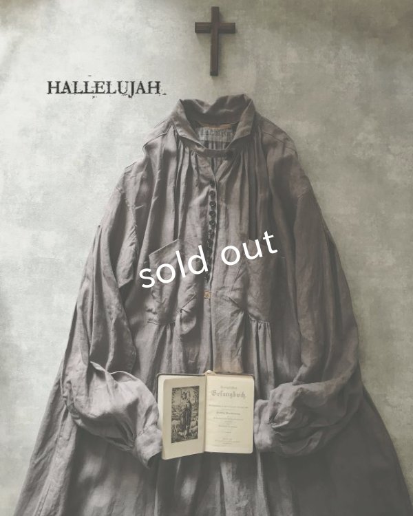 画像1: HALLELUJAH／1890's Bourgeron　1890年代　羊飼いシャツワンピース・Gray (1)