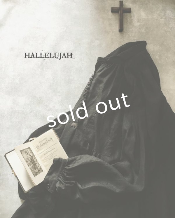 画像3: HALLELUJAH／1890's Bourgeron　1890年代　羊飼いシャツワンピース・Black (3)