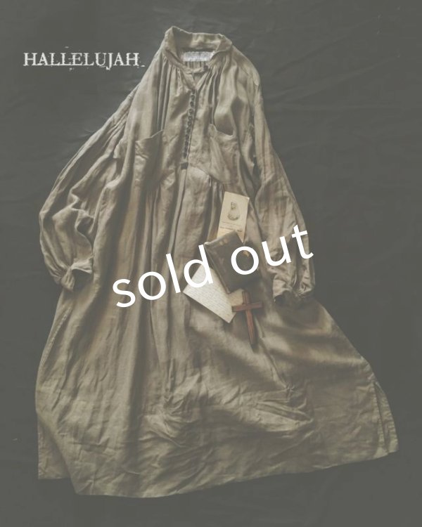 画像2: HALLELUJAH／1890's Bourgeron　1890年代　羊飼いシャツワンピース・Khaki (2)