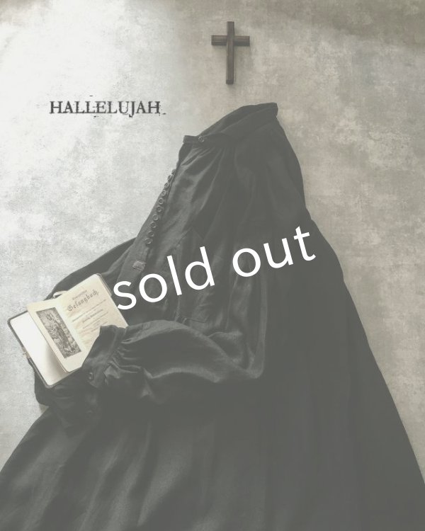 画像2: HALLELUJAH／1890's Bourgeron　1890年代　羊飼いシャツワンピース・Black (2)