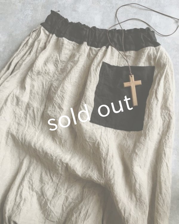 画像5: MARCHE' DE SOEUR/ベルギーリネン王様パンツ・生成り×黒 (5)