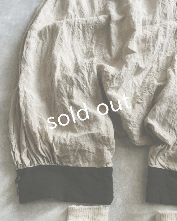 画像6: MARCHE' DE SOEUR/ベルギーリネン王様パンツ・生成り×黒 (6)