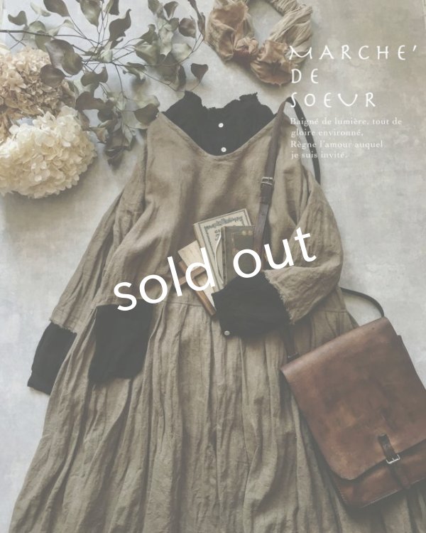 画像2: MARCHE' DE SOEUR/ウォッシュリネンワンピース・カーキブラウン (2)