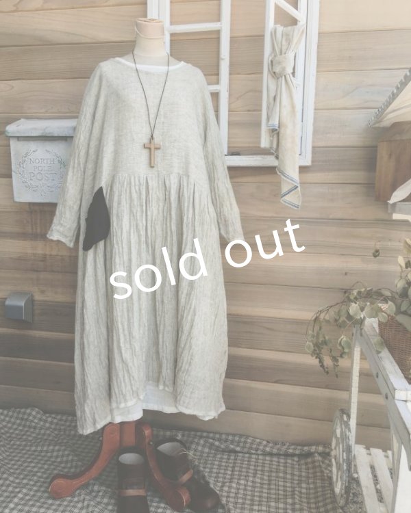 画像12: MARCHE' DE SOEUR/ウールリネンワンピース・オフ×黒ポケット (12)