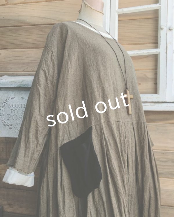 画像14: MARCHE' DE SOEUR/ウォッシュリネンワンピース・カーキブラウン (14)