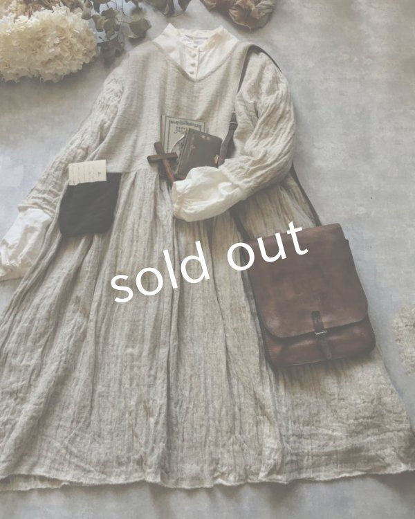 画像3: MARCHE' DE SOEUR/ウールリネンワンピース・オフ×黒ポケット (3)
