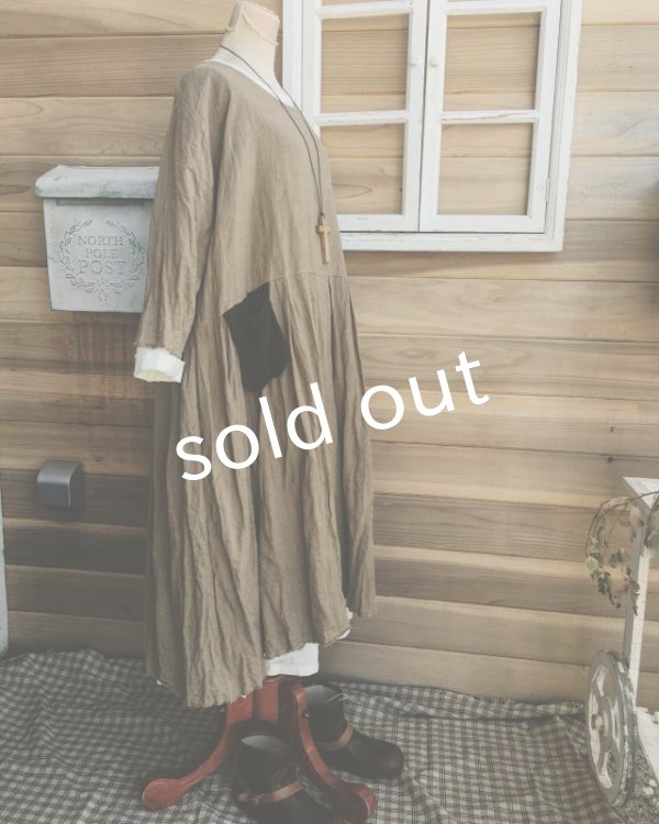 画像11: MARCHE' DE SOEUR/ウォッシュリネンワンピース・カーキブラウン (11)