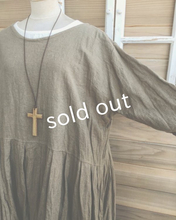 画像13: MARCHE' DE SOEUR/ウォッシュリネンワンピース・カーキブラウン (13)