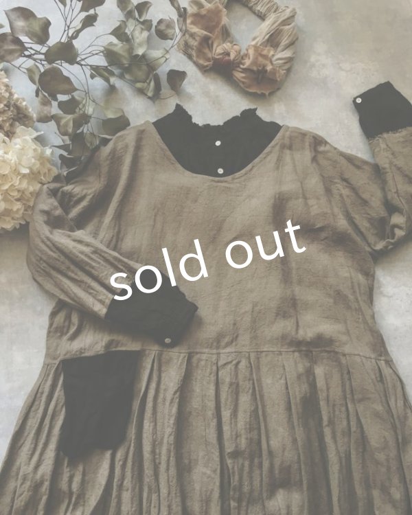 画像7: MARCHE' DE SOEUR/ウォッシュリネンワンピース・カーキブラウン (7)