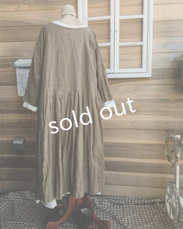 画像12: MARCHE' DE SOEUR/ウォッシュリネンワンピース・カーキブラウン (12)