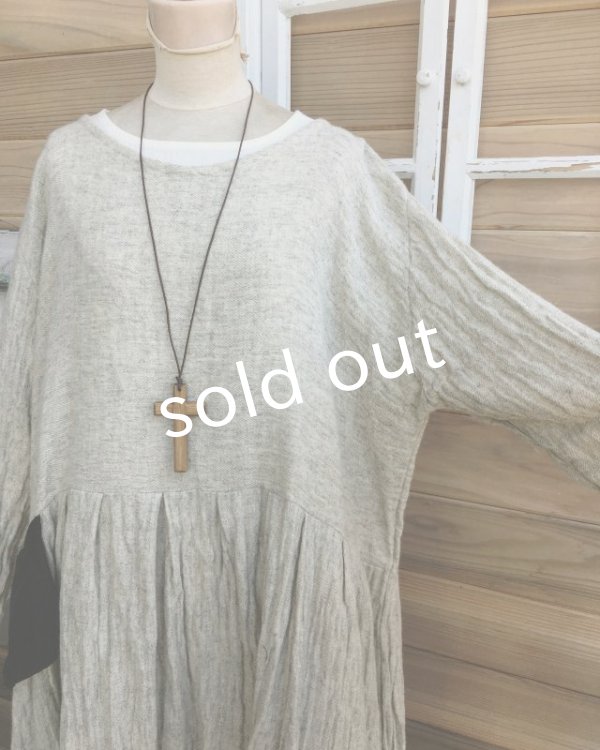 画像15: MARCHE' DE SOEUR/ウールリネンワンピース・オフ×黒ポケット (15)