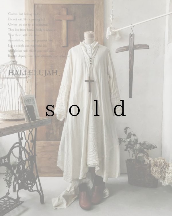 画像1: HALLELUJAH／Robe de fame de chambre　小間使いローブ・wool ivory (1)