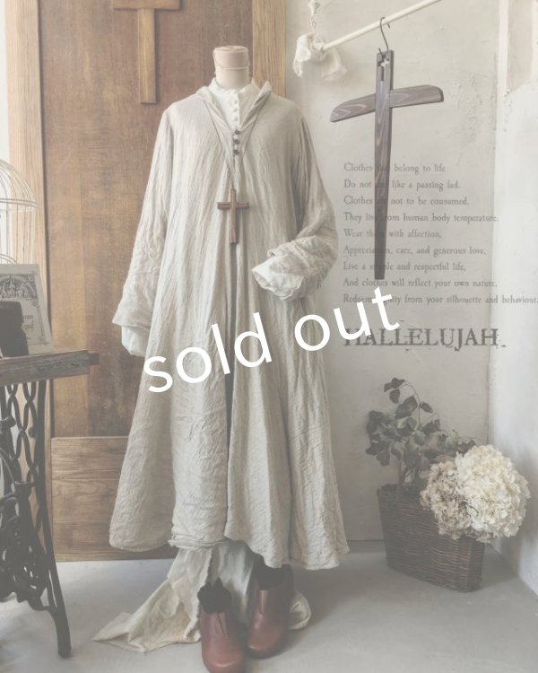 画像2: HALLELUJAH／Robe de fame de chambre　小間使いローブ・wool flax (2)