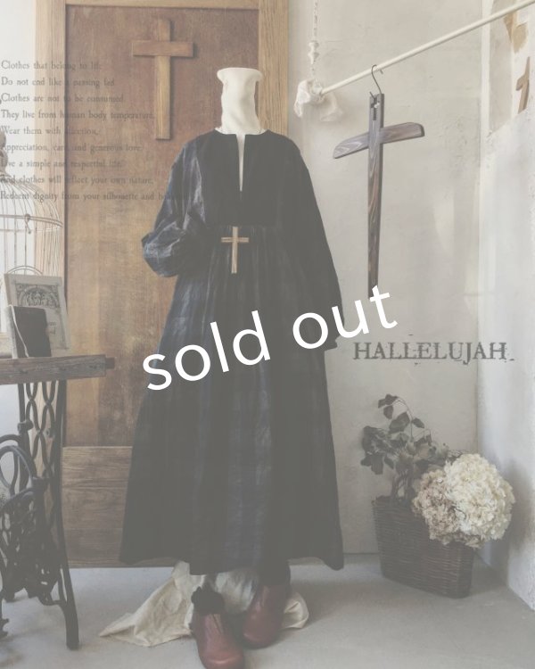 画像2: HALLELUJAH／La Bergère (1880′s)羊飼いローブ・ブロックチェック (2)