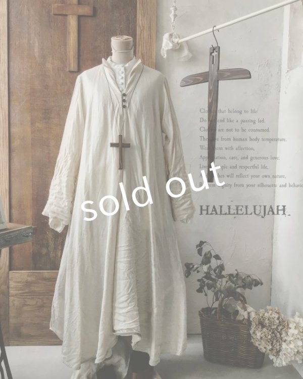 画像2: HALLELUJAH／Robe de fame de chambre　小間使いローブ・wool ivory (2)