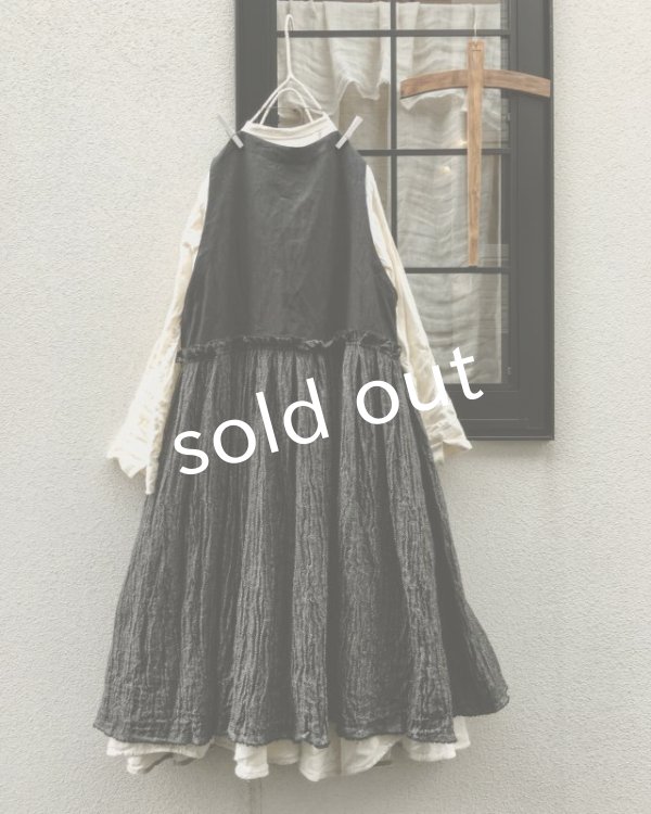 画像9: MARCHE' DE SOEUR/ウール×コットンベストワンピース・黒 (9)