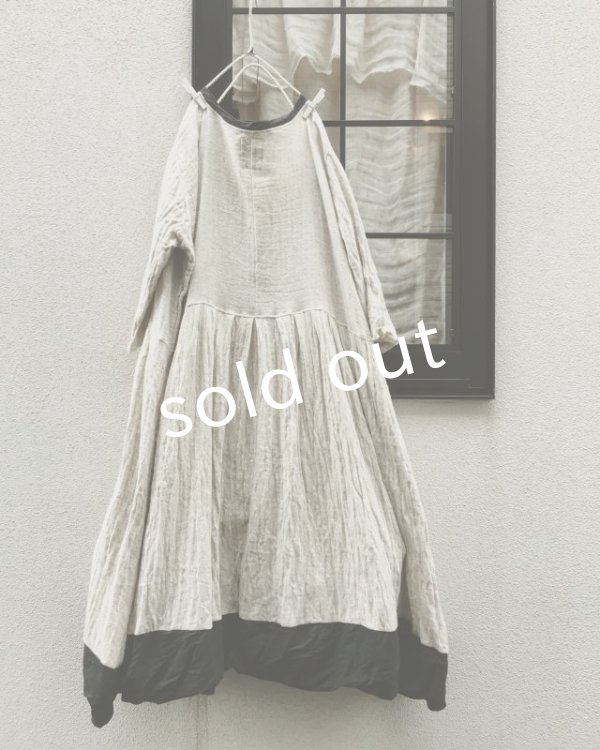 画像8: MARCHE' DE SOEUR/ウールリネンワンピース・オフ×黒リネン (8)