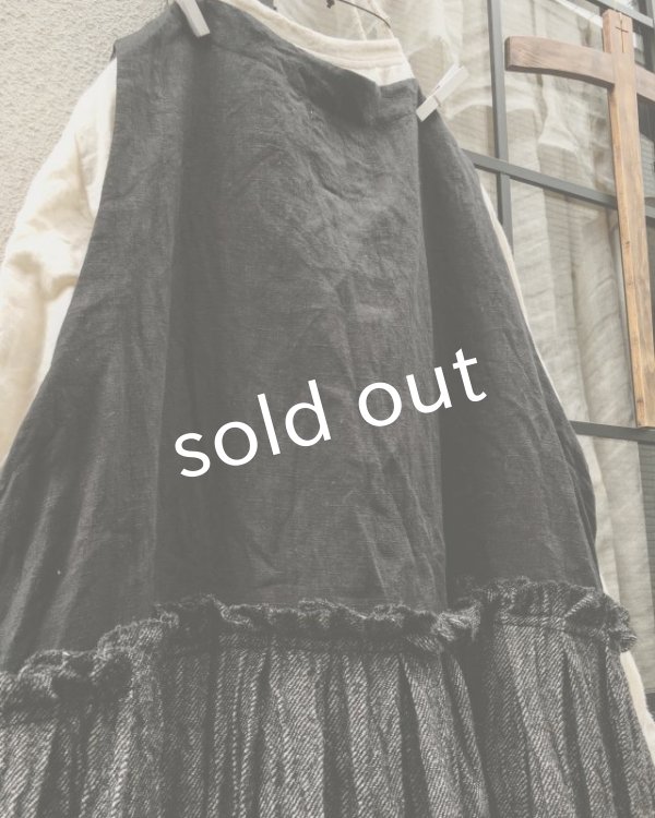 画像10: MARCHE' DE SOEUR/ウール×コットンベストワンピース・黒 (10)