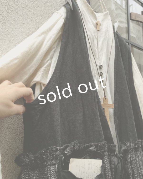 画像5: MARCHE' DE SOEUR/ウール×コットンベストワンピース・黒 (5)