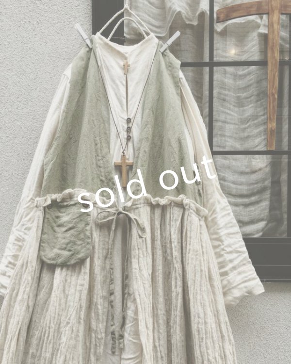 画像2: MARCHE' DE SOEUR/ウールリネンベストワンピース・オフ×若草 (2)