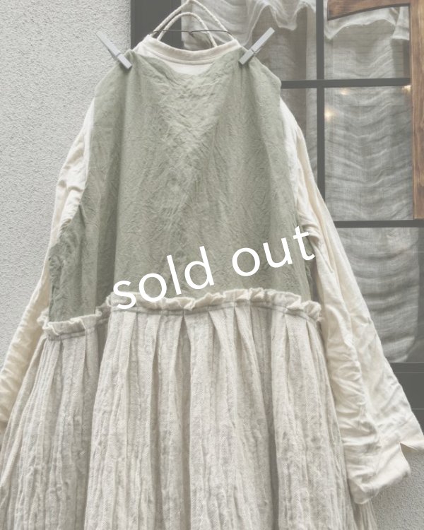 画像4: MARCHE' DE SOEUR/ウールリネンベストワンピース・オフ×若草 (4)