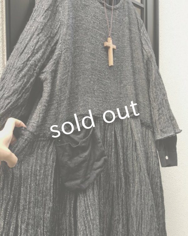 画像3: MARCHE' DE SOEUR/ウールリネンワンピース・黒 (3)