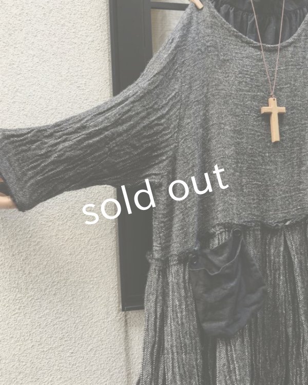 画像4: MARCHE' DE SOEUR/ウールリネンワンピース・黒 (4)