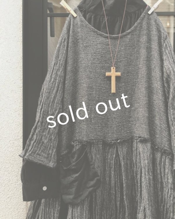 画像2: MARCHE' DE SOEUR/ウールリネンワンピース・黒 (2)