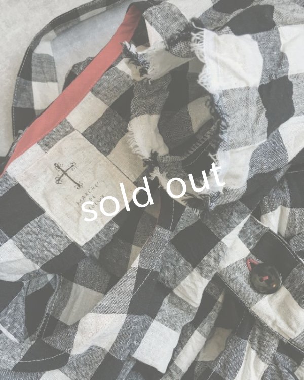 画像2: MARCHE' DE SOEUR/ワンショルダーワンピース・綿麻ギンガム (2)