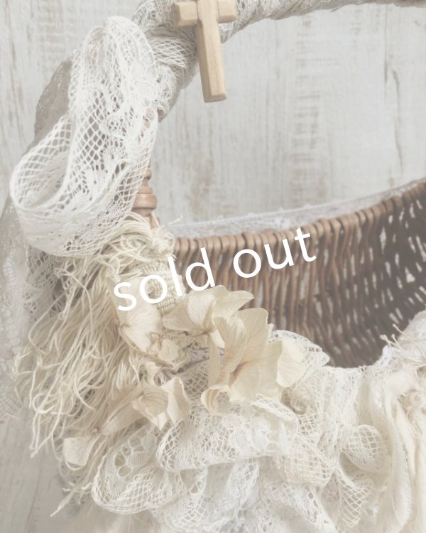 画像4: pollenbienco／アンティークレースまるかご・白の花束 (4)